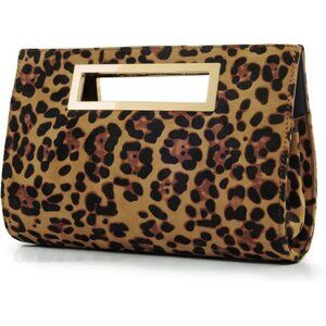 Leopard Print Clutch Purse Faux Patent Leather Shoulder Bag Evening Handbag